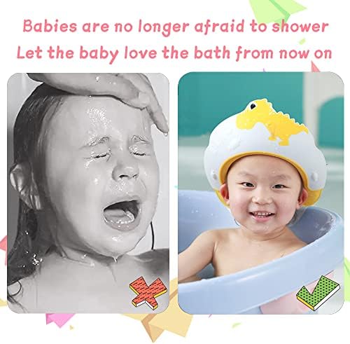 Baby Shower Cap Shield, Shower Cap for Kids, Visor Hat for Eye and Ear Protection for 0-9 Years Old Children,Cute Dinosaur/Crocodile/Hippo shape Makes the Baby Bath More Fun (Dinosaur, Red) - Image 4