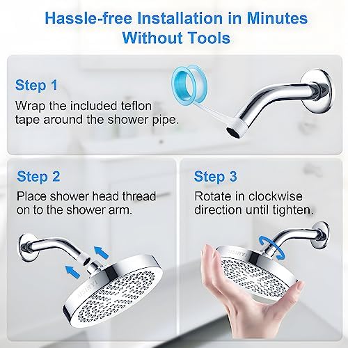 6" Rain Shower Head & 6" Shower Arm, Luxury Polished Chrome Finish - Image 6