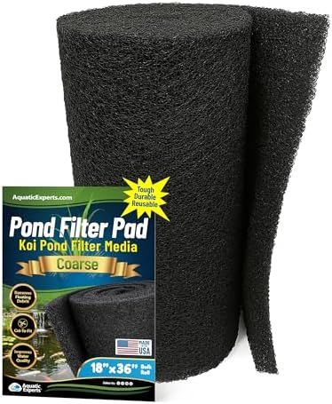 Aquatic Experts Classic Koi Pond Filter Pad COARSE – Black Bulk Roll Pond Filter Media, Rigid Ultra-Durable Latex Coated Fish Pond Filter Material US, (18" x 36") by AquaticExperts