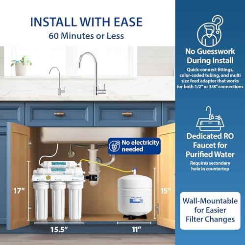 APEC Water ROES-50X, 5-Stage Under Sink RO System, Extra Filters, 50 GPD - Image 5