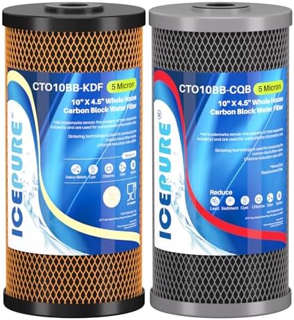ICEPURE 2-Stage 10" x 4.5" Whole House Carbon Water Filter Set, KDF Heavy Metal Removal Cartridge and Lead Removal Cartridge Replacement for WFHDC8001, CB-BB-10, FXHTC, Pack of 1 by ICEPURE