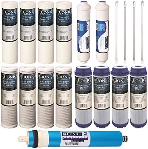 19 pcs Replacement Water Filter Set for our 6 Stage UV Reverse Osmosis System 100GPD by BLUONICS