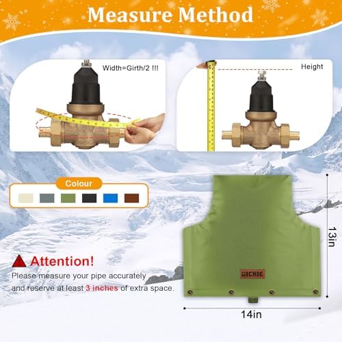 Backflow Preventer Insulated Cover (5°F) for Winter Freeze Protection, 14"W x 13"H Thickened Pressure Reducing Value & Well Pump Cover, Outdoor Waterproof Insulation Pouch for Sprinkler Valve, Green - Image 2
