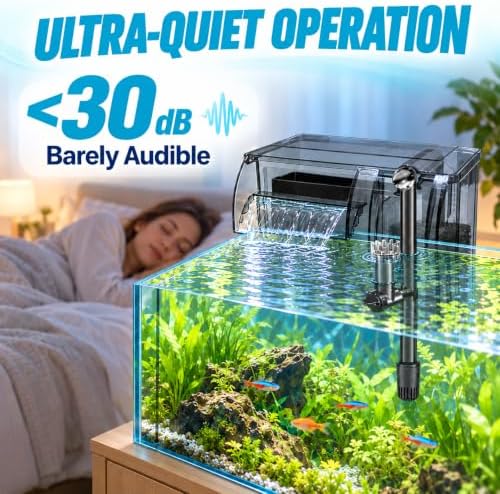 264GPH UV Large Hang on Back Aquarium Filter for 20-65 Gallon Algae Control - Image 5