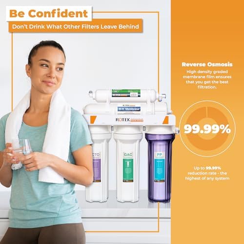 Rotek Water Systems Reverse Osmosis Water Filtration System, Under Sink 5-Stage RO Water Filter System, No Pump, Contains Leak Stop Valve, 100 GPD, Standard RO System - Image 2