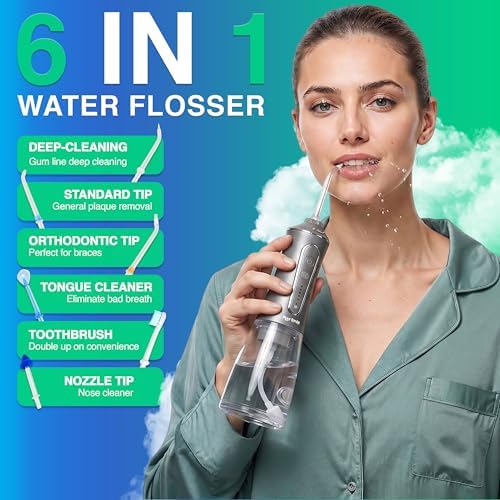 Professional Water Flosser - Advanced Dental Care for a Healthier Mouth, Gum, and Teeth - IPX7 Waterproof Oral Irrigator | 6 Replacement Tips, Travel-Friendly, Rechargeable - Oral Hygiene (Grey) - Image 2