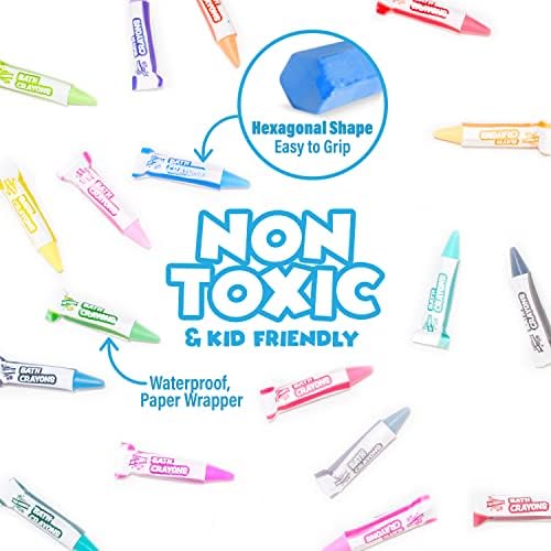 Tub Works® Smooth™ Bath Crayons Bath Toy, 24 Pack | Nontoxic, Washable Bath Crayons for Toddlers & Kids | Unique Formula Draws Smoothly & Vividly on Wet & Dry Tub Walls | Hexagon Grip Bathtub Crayons - Image 4