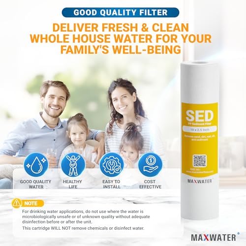 Max Water 10 inch x 2.5 inch, 5 Micron Replacement Sediment Water Filter Cartridge for Whole House, Melt Blown Filtration Fiber for Heavy Duty (Pack of 50) - Image 6