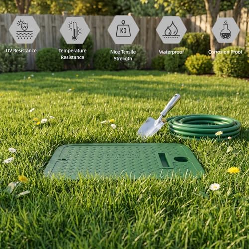 2 Pcs 113c Series Replacement Irrigation Valve Box Cover (12 x 17 Inch), Heavy Duty PP Sprinkler Box Lid with Protective Plug, UV-Resistant Water Valve Protector for Outdoor Lawn & Garden, Green - Image 4
