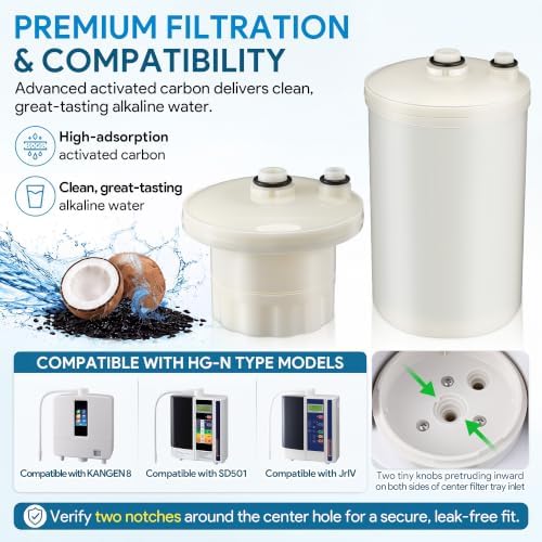 Premium Water Filter Replacement and Cleaning Cartridge Combo, Compatible with HG-N Water Ionizer, Compatible with Enagic Kangen LeveLuk SD501, JrIV, KANGEN 8(Not Original Type Before 2010) - Image 2