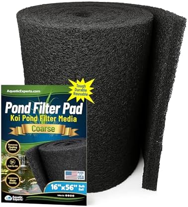 Aquatic Experts Classic Koi Pond Filter Pad COARSE – Bulk Roll Pond Filter Media, Rigid Ultra-Durable Latex Coated Fish Pond Filter Material US (16" x 56", Coarse (Black)) by AquaticExperts
