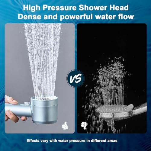 Shower Head with Handheld, High Pressure Shower Head with Pause Switch 4 Spray Modes Filter Showerhead with 79 in Hose, Adhesive Wall Mount, Bracket and Replace Filter (Blue) - Image 4