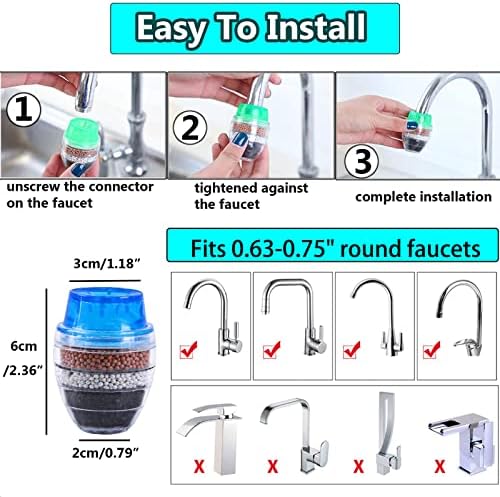 3 Pack Faucet Mount Filters, Faucet Water Filter Tap Water Purifier for Faucet Kitchen Bathroom Sink Filter Filtration Activated Carbon Removes Chlorine Fluoride Heavy Metals Hard Water - Image 2