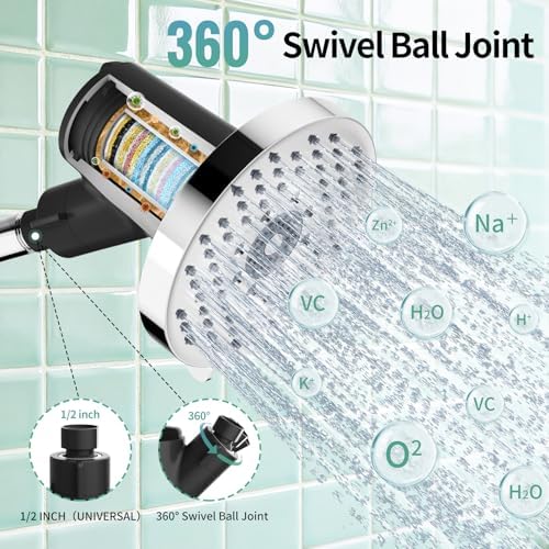 SR SUN RISE 5.5 Inch Filtered Shower Head with Filters,6 Spray Modes,Chrome - Image 4