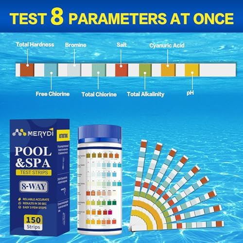 8-Way Pool Salt Test Strips,150 Strips Pool and Hot Tub Test Strips - Image 2