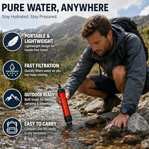 Water Filter Straw, Emergency Water Purefier, 1500 Liters/396 Gallon Capacity, Portable Filtration System for Camping, Hiking, Travel, Biking (3PCS) - Image 2