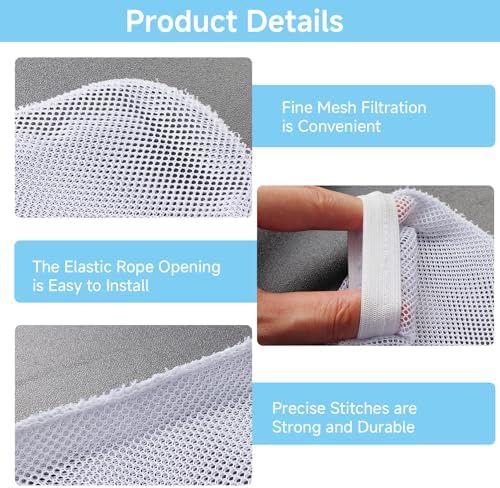 Lint Catcher for Washing Machine, 8-Piece Nylon Mesh Lint Traps with 24 Pcs Cable Ties, Washing Drain Hose Filter for Discharge Hoses, Universal Fits All Laundry Machines - Image 3