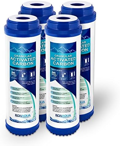 Granular Activated Carbon Water Filter Cartridge by Ronaqua WELL-MATCHED with WFPFC9001, AP117, GAC-10, FXUTC, GAC1 (4 Pack) by Ronaqua