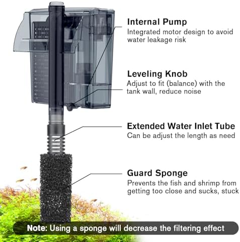 hygger Aquarium HOB Filter 210 GPH for 20-40 Gallon Fish Tank Power Filter with Adjustable Water Flow Extendable Intake Tube External Hang-On Back Filter - Image 4
