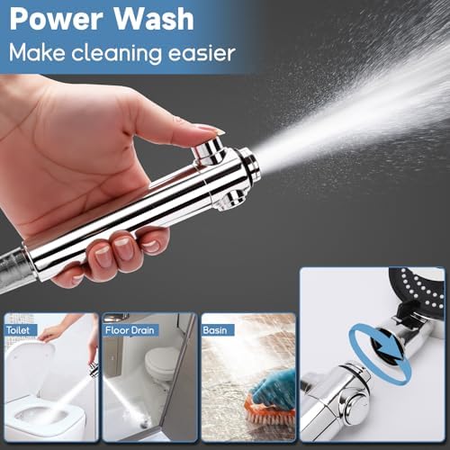 5+1 Mode High Pressure Replacement Silver RV Shower Head with Hose - Image 3