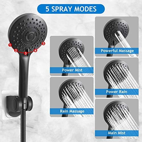 Black Shower Head Combo,10 Inch High Pressure Rain with 11" Extension Arm - Image 3