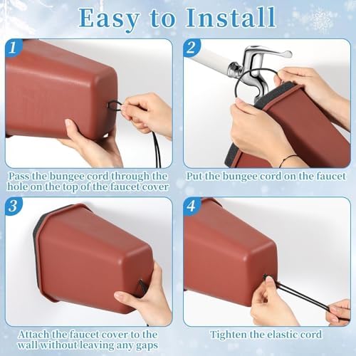 2 Pack 2026 Upgrade Extra Large Outdoor Faucet Cover for Winter Freeze Protection 8.5x7x5.5in Thick Plastic Foam Hose Bib Spigot Cover Winter Insulated with Reflective Strips (Red) - Image 4