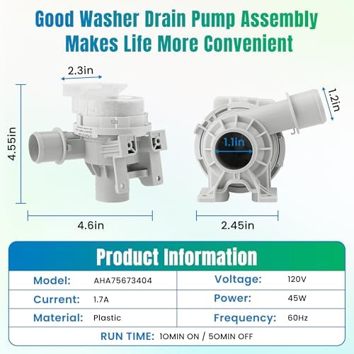 AHA75673404 Washer Drain Pump Assembly for AHA75673402 L-G Washing Machine,Replaces 4961807,AP6978814,PS12748410,EAP12748410 by MIFLUS - Image 2