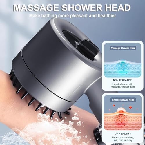 Shower Head, Shower Head High Pressure, Showerhead with Handheld and 3 Filters, 4 Spray Modes & Pause Switch, Silicone Scalp Massager, 59" Hose & Bracket for Hard Water & Pets - Image 4