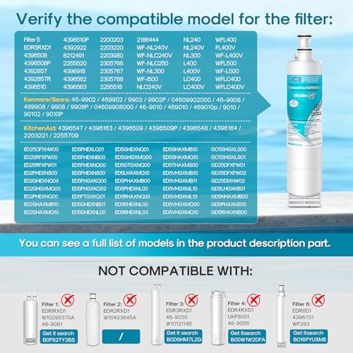 ICEPURE Alkaline 4396508 Refrigerator Water Filter Replacement for EDR5RXD1, EveryDrop Filter 5, Whirlpool 4396510, 4392857, 4396547, 9085, NL300, LC400V, PNL240V, WF-NLC240V WF285, Enhances PH, 5Pack - Image 2
