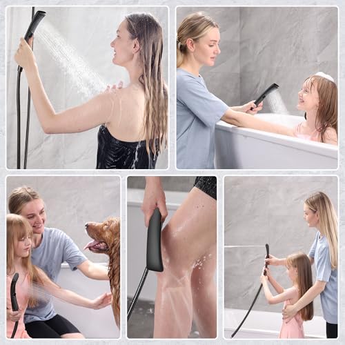 BRIGHT SHOWERS High Pressure Dual Shower Head Combo with Rainfall & Handheld, 4 Spray Settings, Tool-Free Installation, 60" Stainless Steel Hose, Matte Black - Image 5