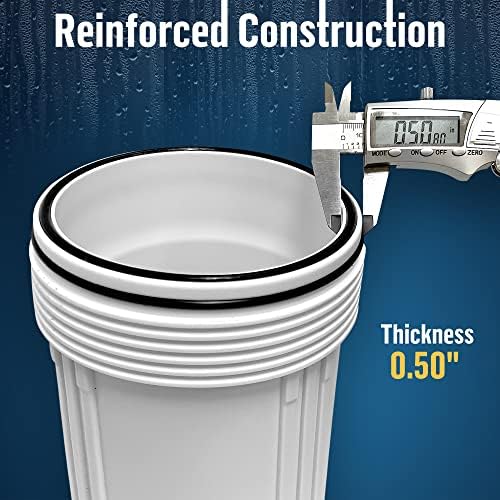 High Capacity 10 x 4.5” Whole House Filter Purifier System for Well or City Water, Presser Relief Button, 1” NPT Brass Port, Double O-Ring, Meets NSF Standards & Regulations (White, 3 Sets) - Image 4