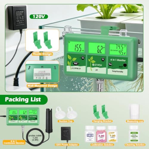 EC pH Continuous Monitor for Hydroponics, WiFi pH EC PPM Monitor for Water - Image 6