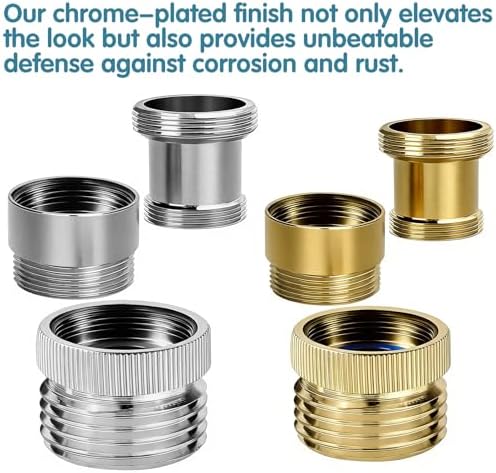 3Pcs Brass Faucet to Hose Adapter with Aerator, Sink Hose Adapter Set with Washers & Tape – Fits G1/2" Female, 55/64" Female, and 15/16" Male, Connects to 3/4" GHT Garden Hose - Image 6