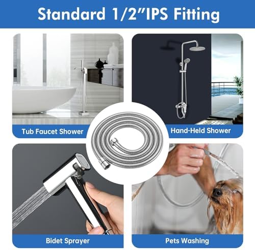 RUMOSE 118 inches Extra Long Shower Hose, Chrome - Image 7