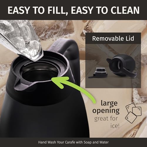 Thermal Coffee Carafe 68 oz by Cresimo – Updated 2025 Model – Insulated Black Stainless Steel Coffee Urn & Drink Dispenser, Keeps Drinks Hot 12h / Cold 36h – Durable & Easy to Pour - Image 4