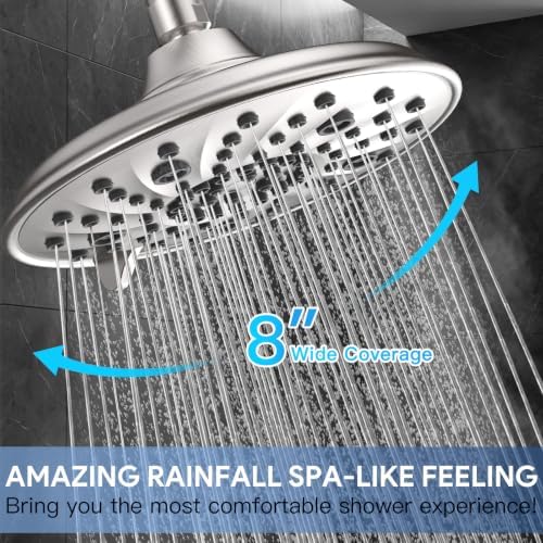FEELSO Shower Head with Handheld Combo, 8" High Pressure Double Shower Head - Image 2