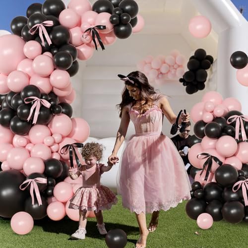 141Pcs Pink and Black Balloon Arch Kit, Birthday Decorations - Image 4