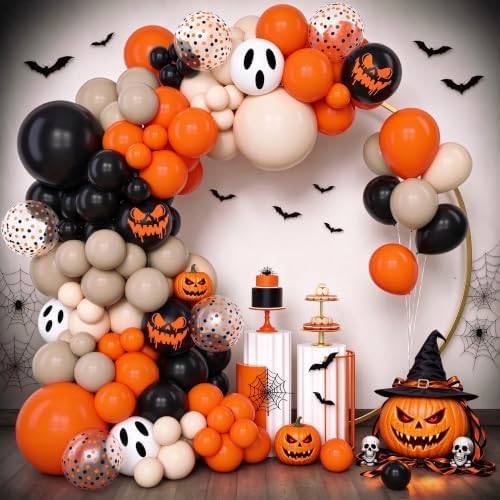 153pcs Halloween Balloon Arch Garland Kit Orange and Black Ghost Balloons - Image 3