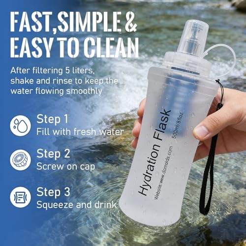 Collapsible Water Bottle with Filter for Travel Hiking Camping 1L - Image 5