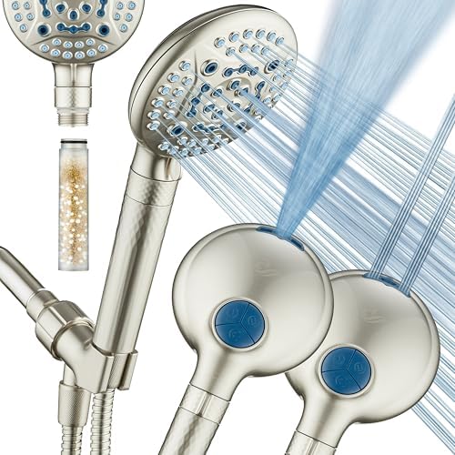 AquaCare 4X 10-Mode High Pressure Hand Shower w/Filter & 2-mode Power Wash by HotelSpa