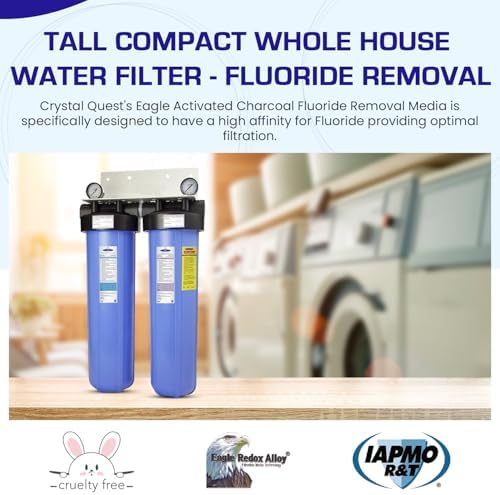 Crystal Quest Tall Compact Whole House Fluoride Water Filtration System, Multi-Stage Filter for Fluoride, BPA-Free, pH-Enhancing, 4-6 GPM Flow, Double Configuration, Easy Maintenance - Without Stand - Image 2