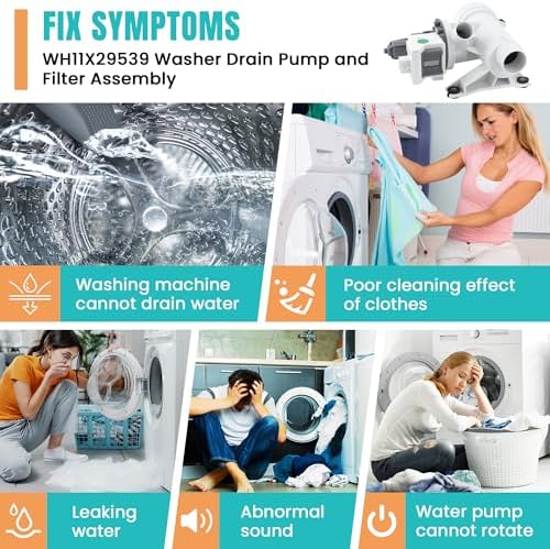 WH11X29539 Washer Drain Pump Filter Compatible for G-E Front Load Washing Machine Pump PD00094541 WH11X39237 AP8054992 PS16217203 EAP16217203 B25-3A04 PD00065822 Replacement by MIFLUS - Image 4