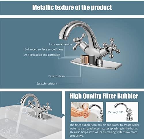 Aolemi Bathroom Sink Faucet 1 Hole or 3 Hole Without Drain Polish Chrome - Image 3