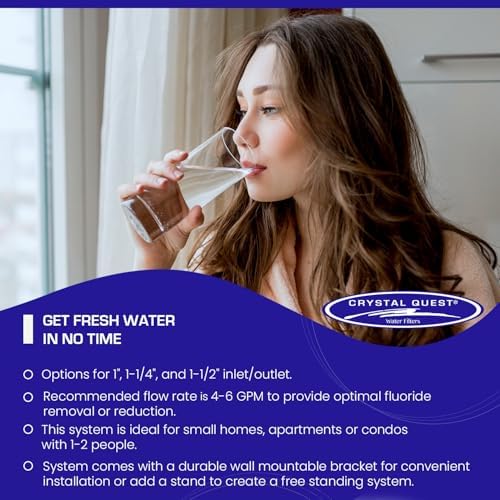 Crystal Quest Tall Compact Whole House Fluoride Water Filtration System, Multi-Stage Filter for Fluoride, BPA-Free, pH-Enhancing, 4-6 GPM Flow, Double Configuration, Easy Maintenance - with Stand - Image 3