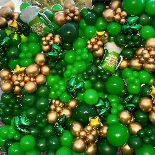 Green Balloon Arch Kit, 129Pcs 4 Sizes Dark Green and Gold Balloons - Image 7