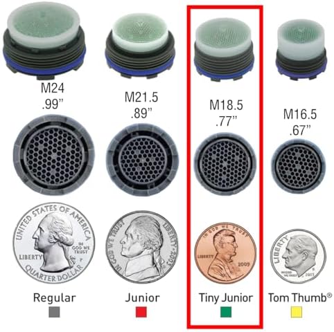 Faucet Aerator Compatible with Moen Kit Cache Eco-Flow Hidden insert Aerated Stream with Install Key 180158 1.2 gpm / 137401 1.5 gpm TIny Junior (Green 1.5 gpm) - Image 2