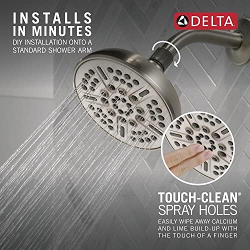 Delta Faucet 8-Spray Touch-Clean Shower Head Brushed Nickel, Delta Shower Heads, Showerhead, Brushed Nickel Shower Head, 1.75 GPM Water Flow, Stainless 75898CSN - Image 4