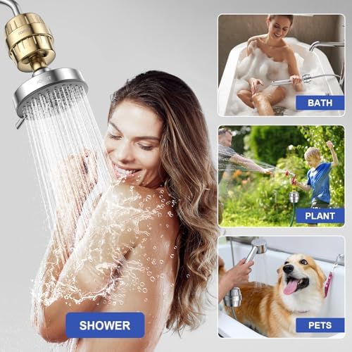 25 Stages Shower Filter with 3 Cores - Maximize Shower Sediment Filtration & Reduce 97.45% Chlorine in Shower Water - For Softer Skin & Shinier Hair - Gold - Image 7