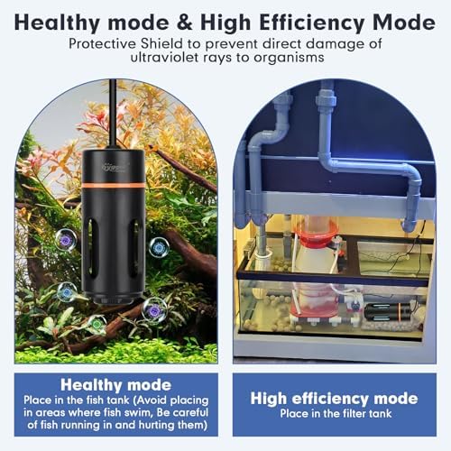 hygger Aquarium U-V Light with Timer, 360° Protective Shield Clean Light for Green Water and Algae Clean, Mini Algae Control Lamp for Freshwater and Saltwater Tank (5W for 13-40 Gallon) - Image 5