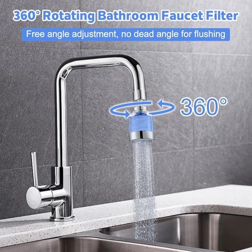 2 Pack Sink Water Filter Faucet, 360 ° Rotating Kitchen Faucet Water Purifier, Bathroom Faucet Filter Removes Chlorine Fluoride Hard Water for Home Kitchen & Bathroom - Image 2
